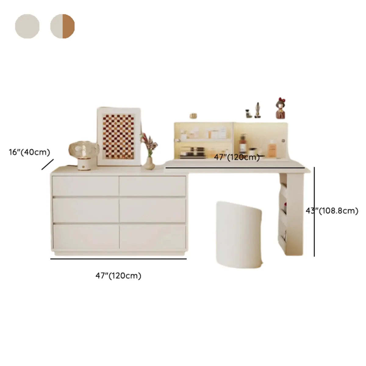 Contemporary White Wood Sliding Vanity