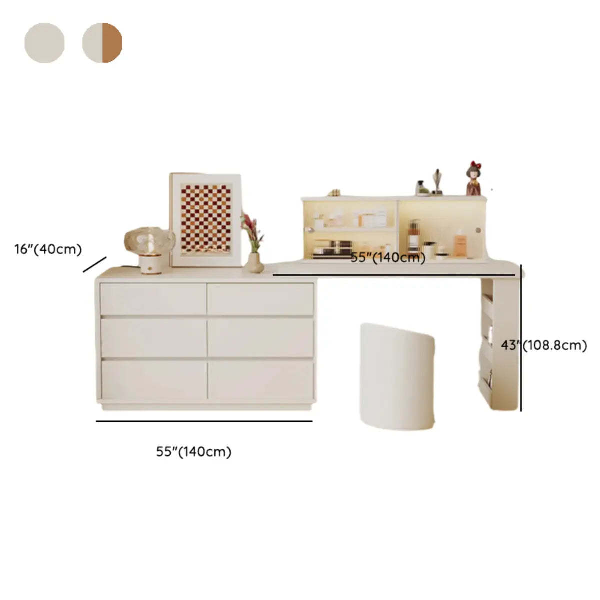 Contemporary White Wood Sliding Vanity