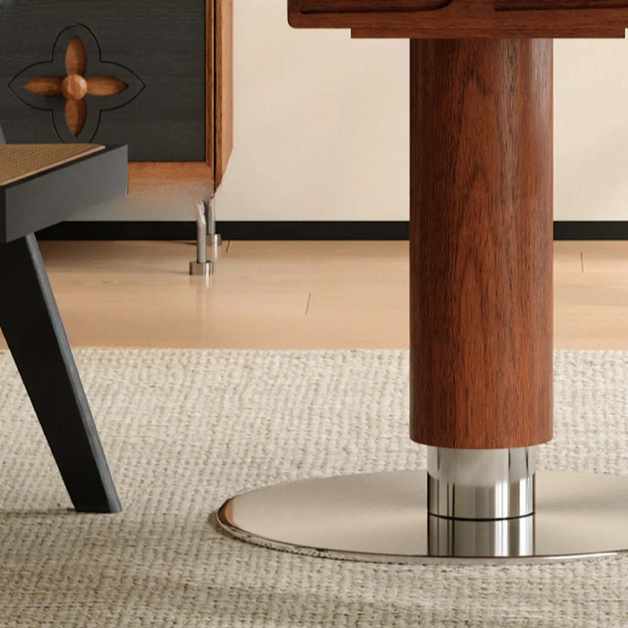 Contemporary Extendable Round Stone Metal Dining Table