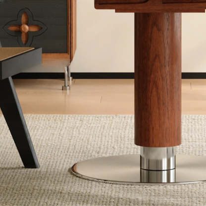 Contemporary Extendable Round Stone Metal Dining Table