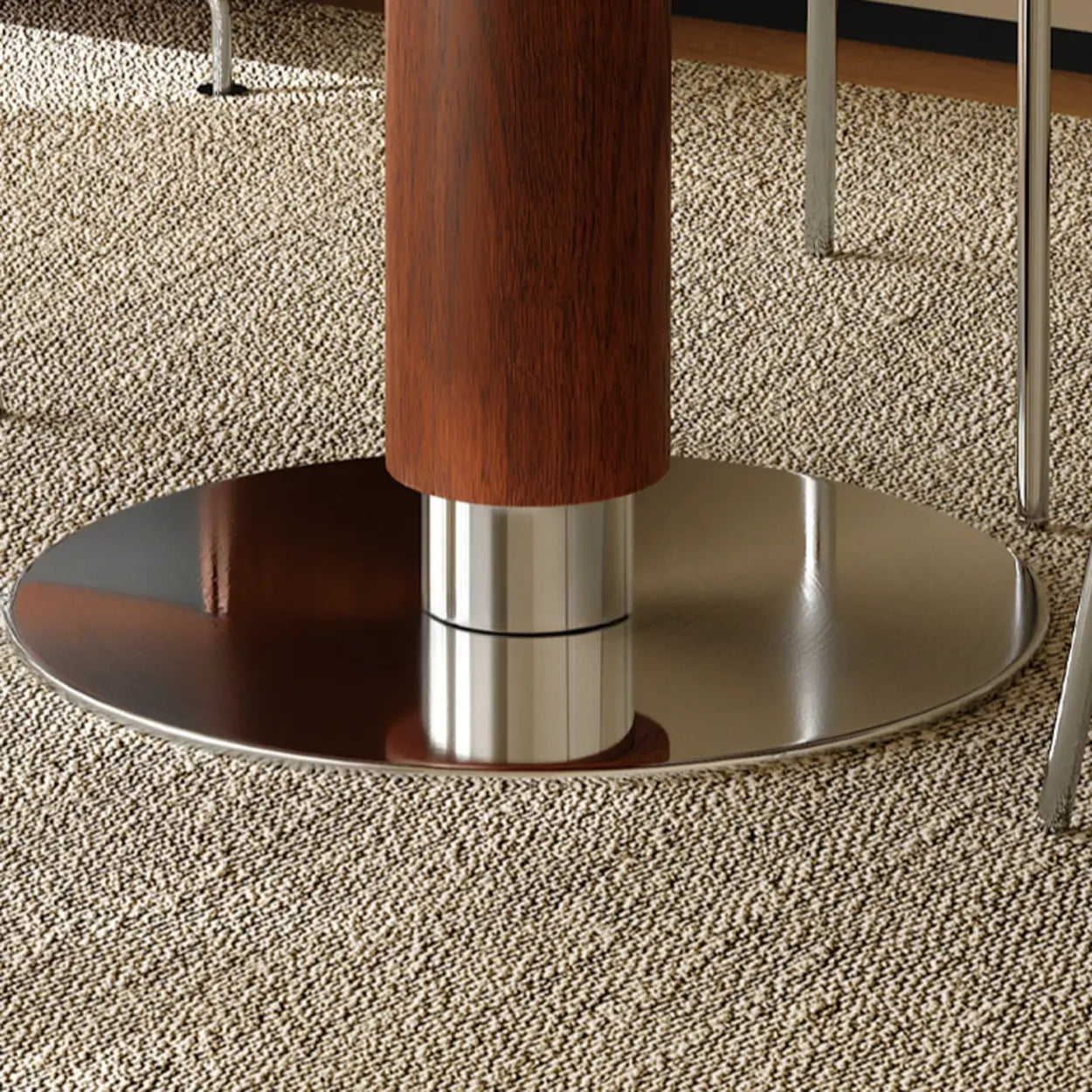 Contemporary Extendable Round Stone Metal Dining Table