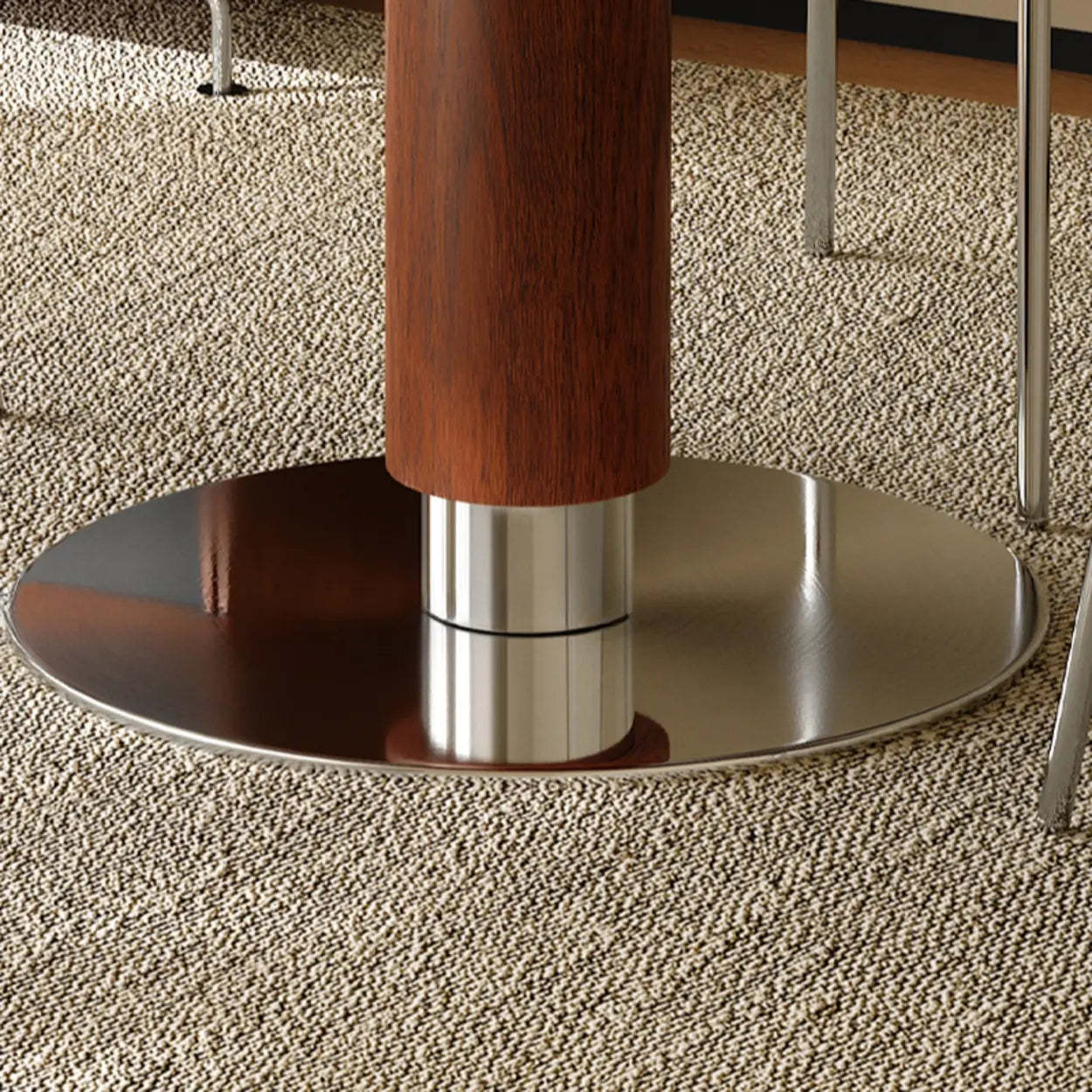 Contemporary Extendable Round Stone Metal Dining Table