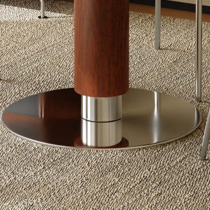 Contemporary Extendable Round Stone Metal Dining Table