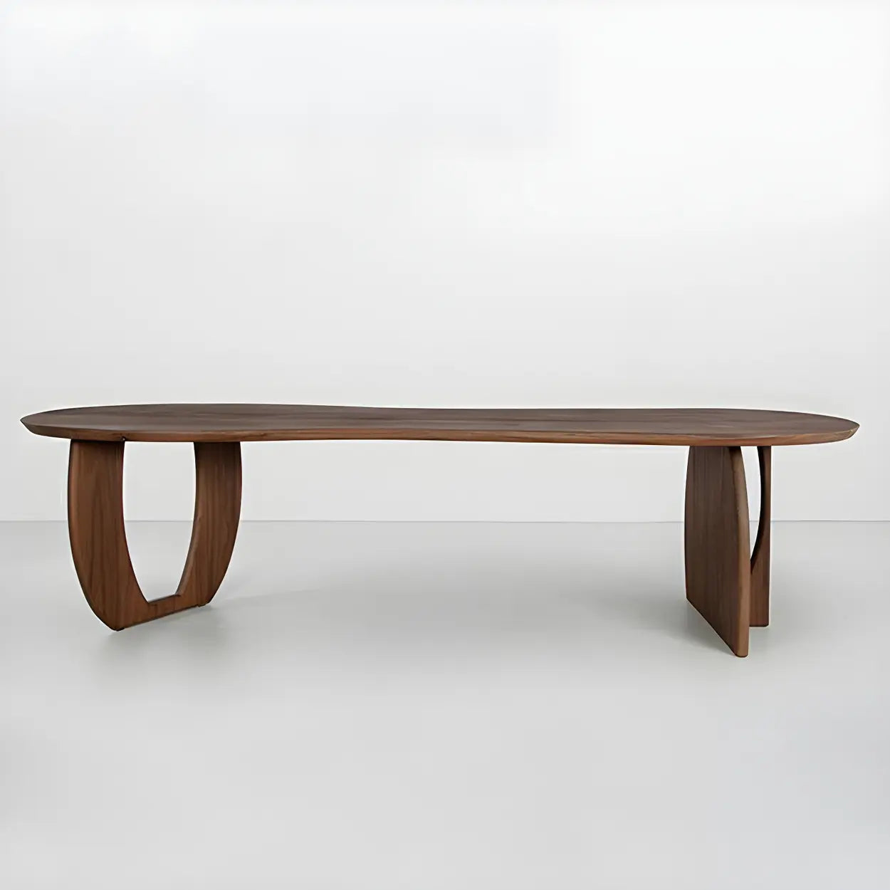 Contemporary Free-Form Brown Pine Dining Table — Table Only