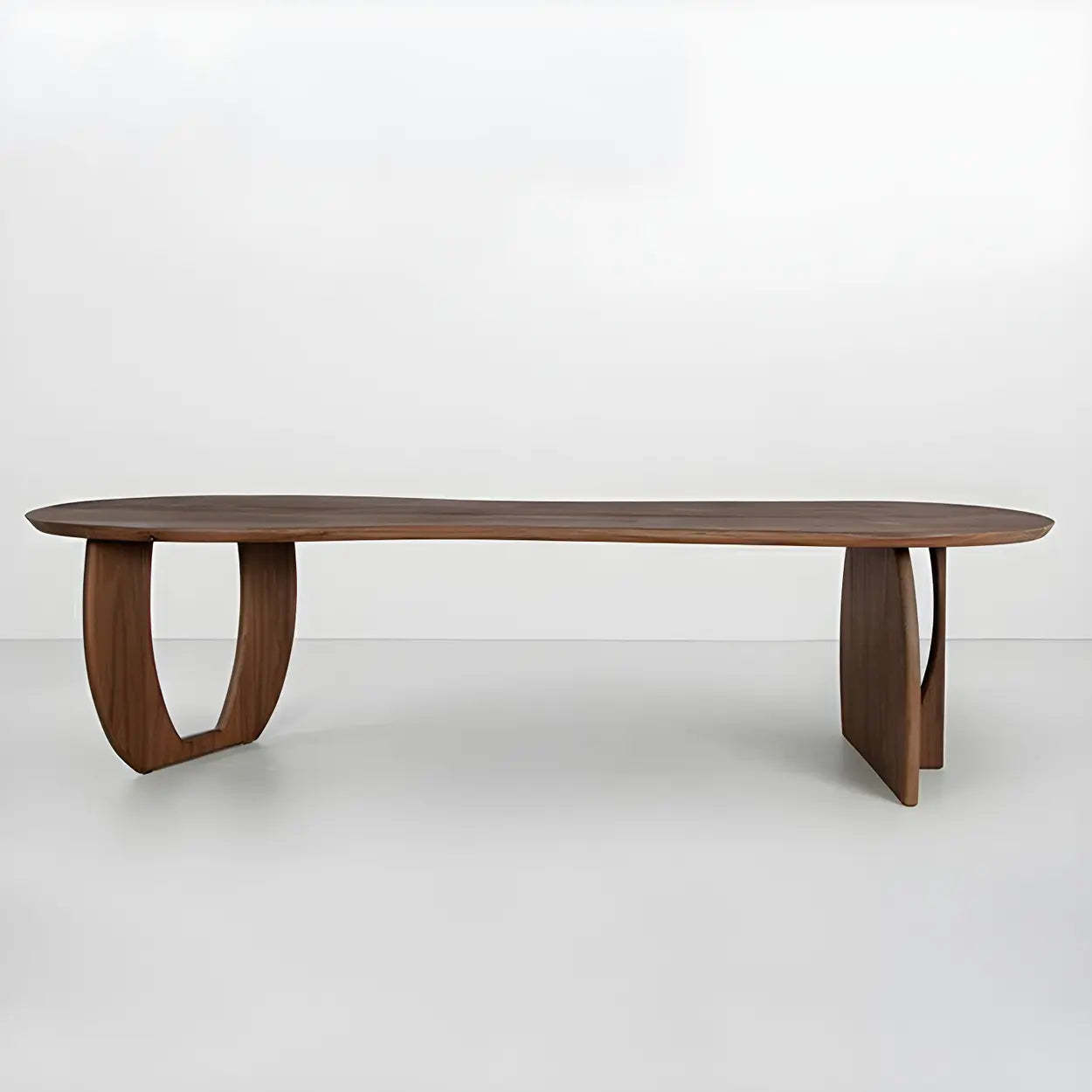 Contemporary Free-Form Brown Pine Dining Table — Table Only