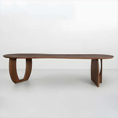 Contemporary Free-Form Brown Pine Dining Table — Table Only