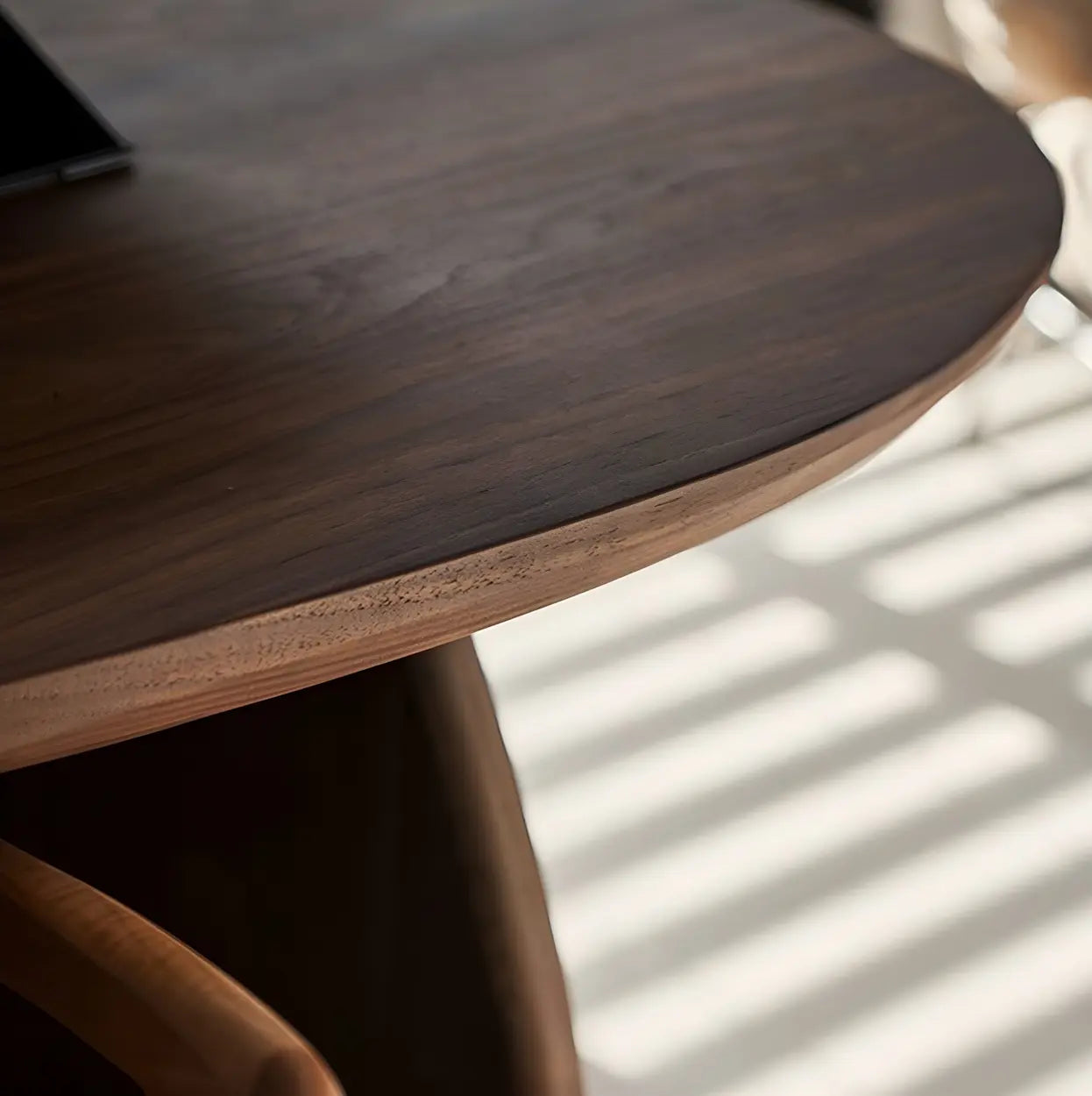 Contemporary Free-Form Brown Pine Dining Table — Table Only
