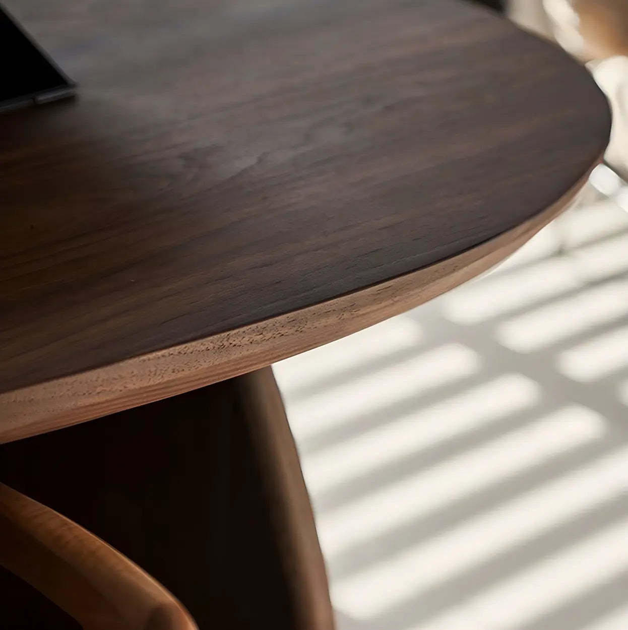 Contemporary Free-Form Brown Pine Dining Table — Table Only