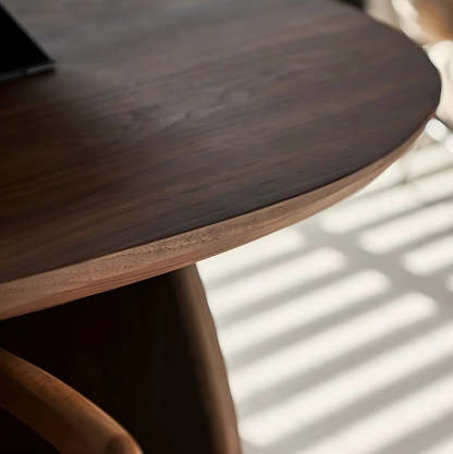 Contemporary Free-Form Brown Pine Dining Table — Table Only