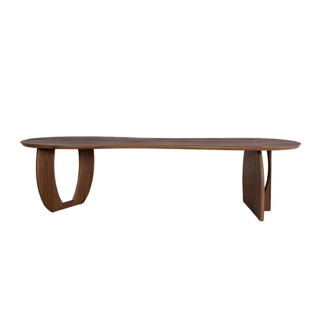 Contemporary Free-Form Brown Pine Dining Table — Table Only