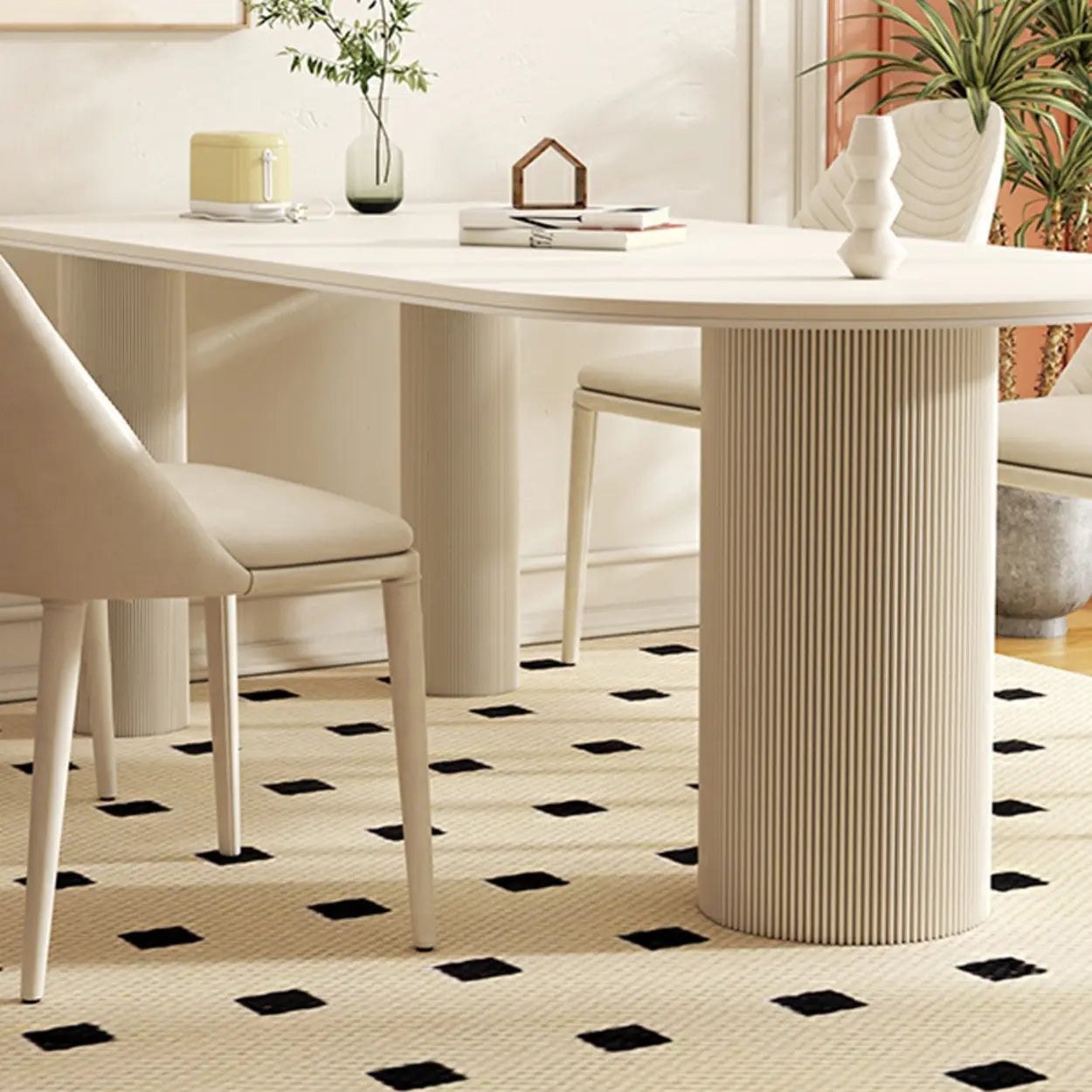 Contemporary Free Form White Stone Dining Table