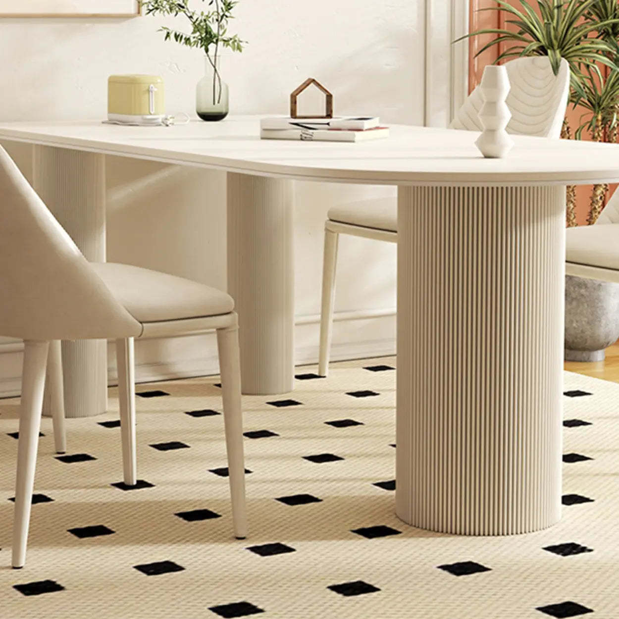 Contemporary Free Form White Stone Dining Table