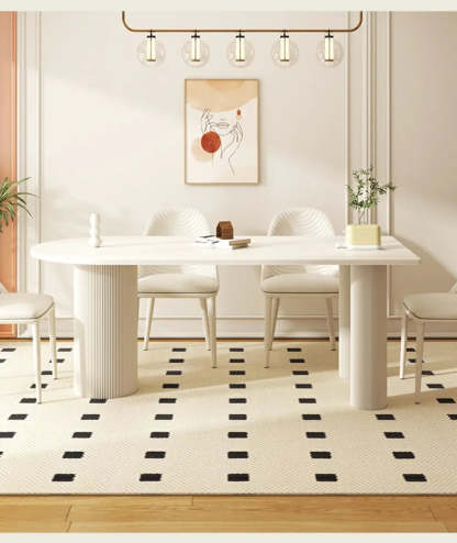 Contemporary Free Form White Stone Dining Table