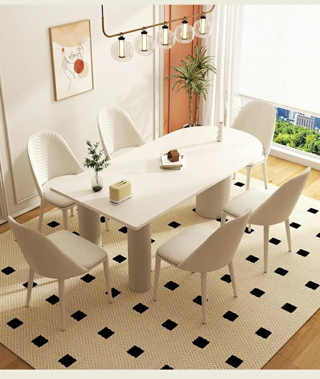 Contemporary Free Form White Stone Dining Table