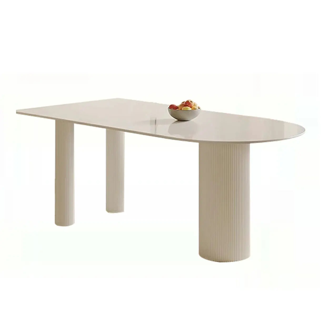 Contemporary Free Form White Stone Dining Table — Table Only