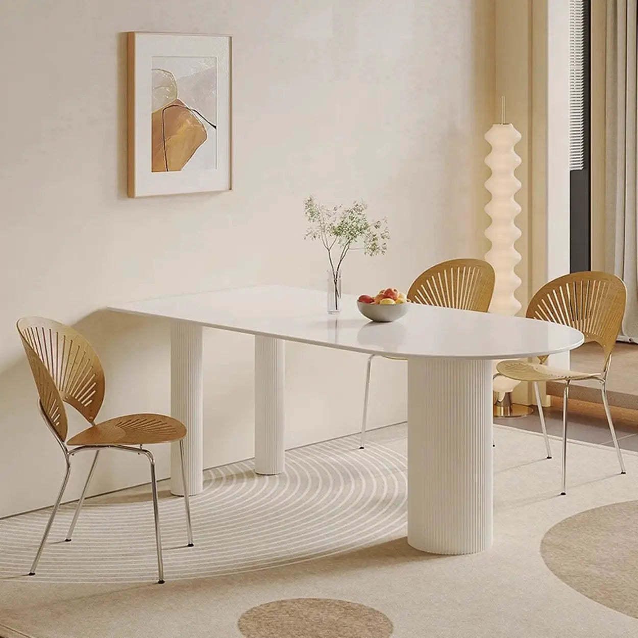 Contemporary Free Form White Stone Dining Table — Table Only