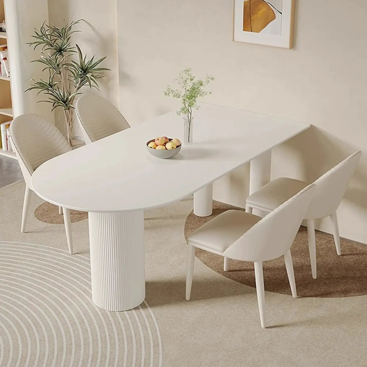 Contemporary Free Form White Stone Dining Table — Table Only