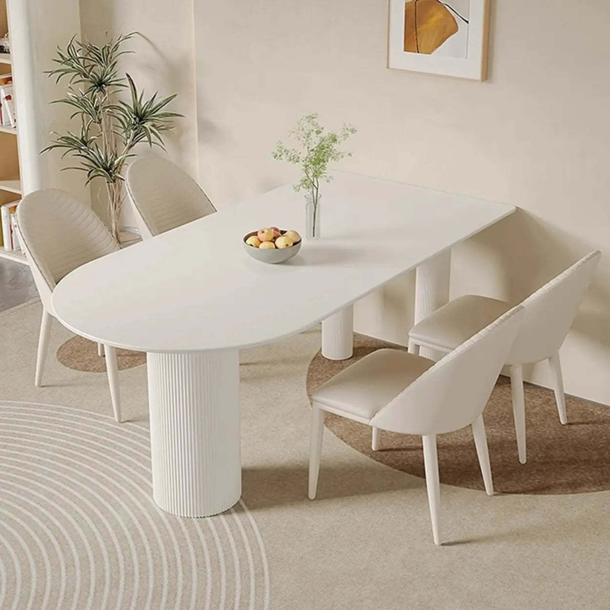 Contemporary Free Form White Stone Dining Table — Table Only