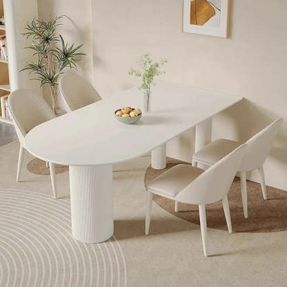 Contemporary Free Form White Stone Dining Table — Table Only