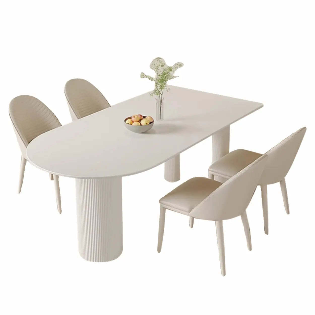 Contemporary Free Form White Stone Dining Table — Table Only