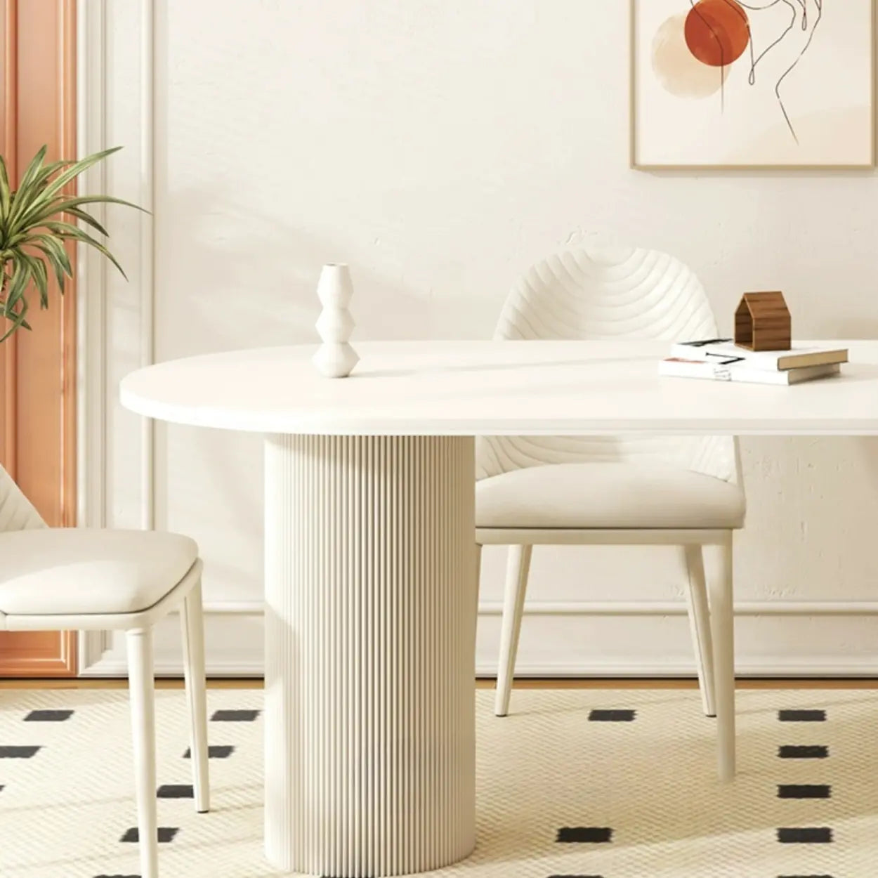Contemporary Free Form White Stone Dining Table