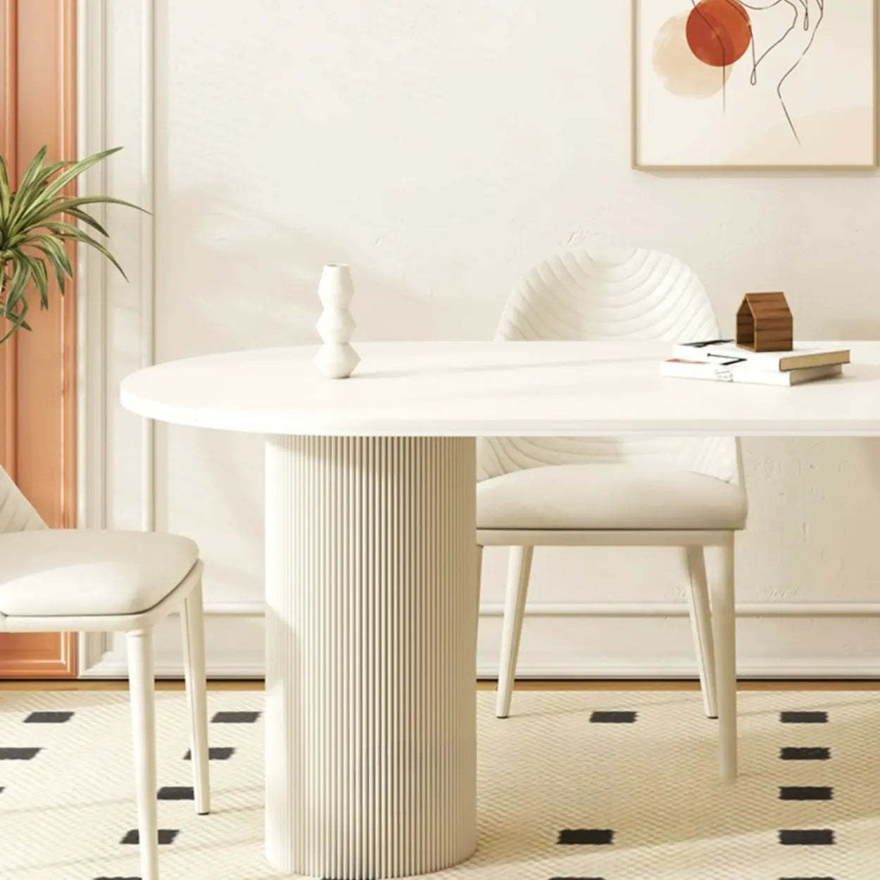 Contemporary Free Form White Stone Dining Table