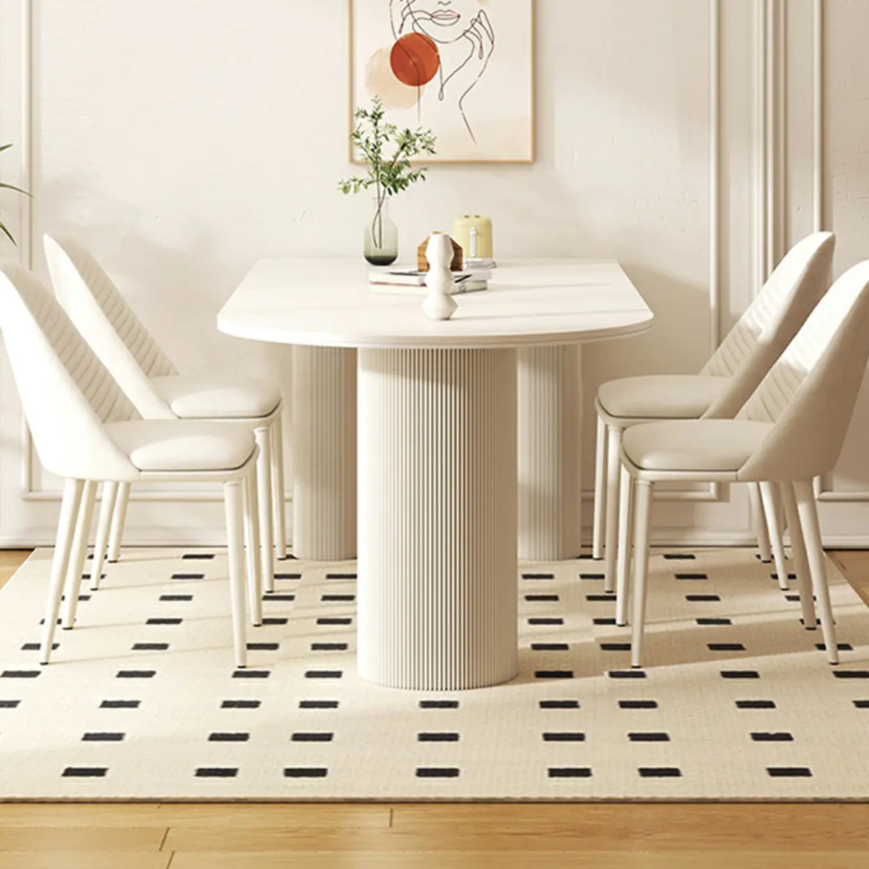 Contemporary Free Form White Stone Dining Table