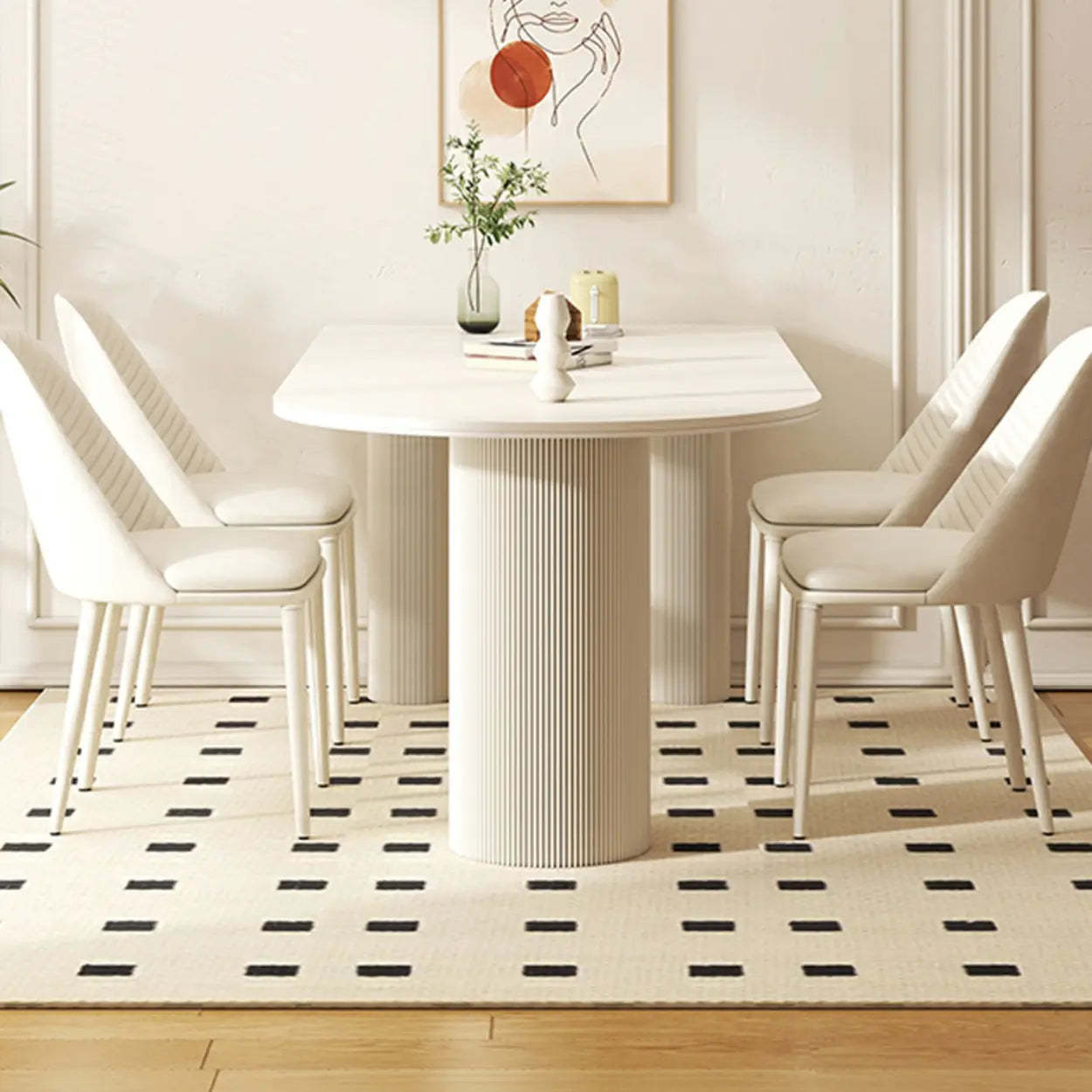 Contemporary Free Form White Stone Dining Table