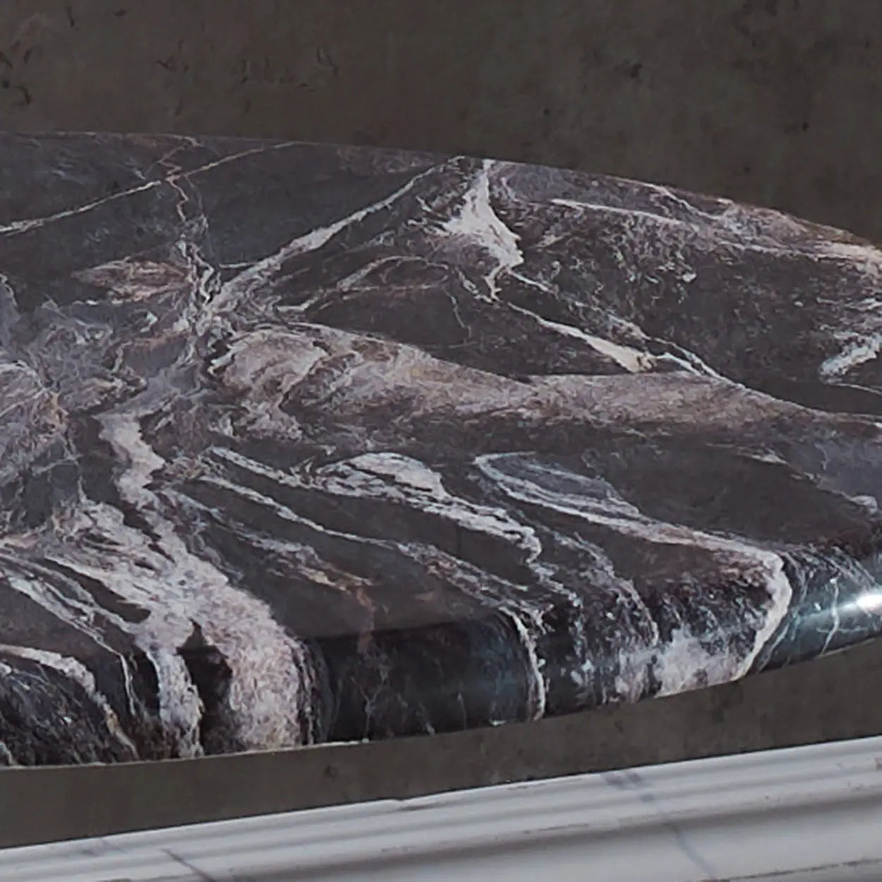 Contemporary Gold-Base Round Walnut Side Table