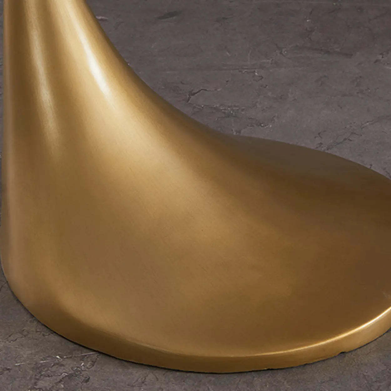 Contemporary Gold-Base Round Walnut Side Table