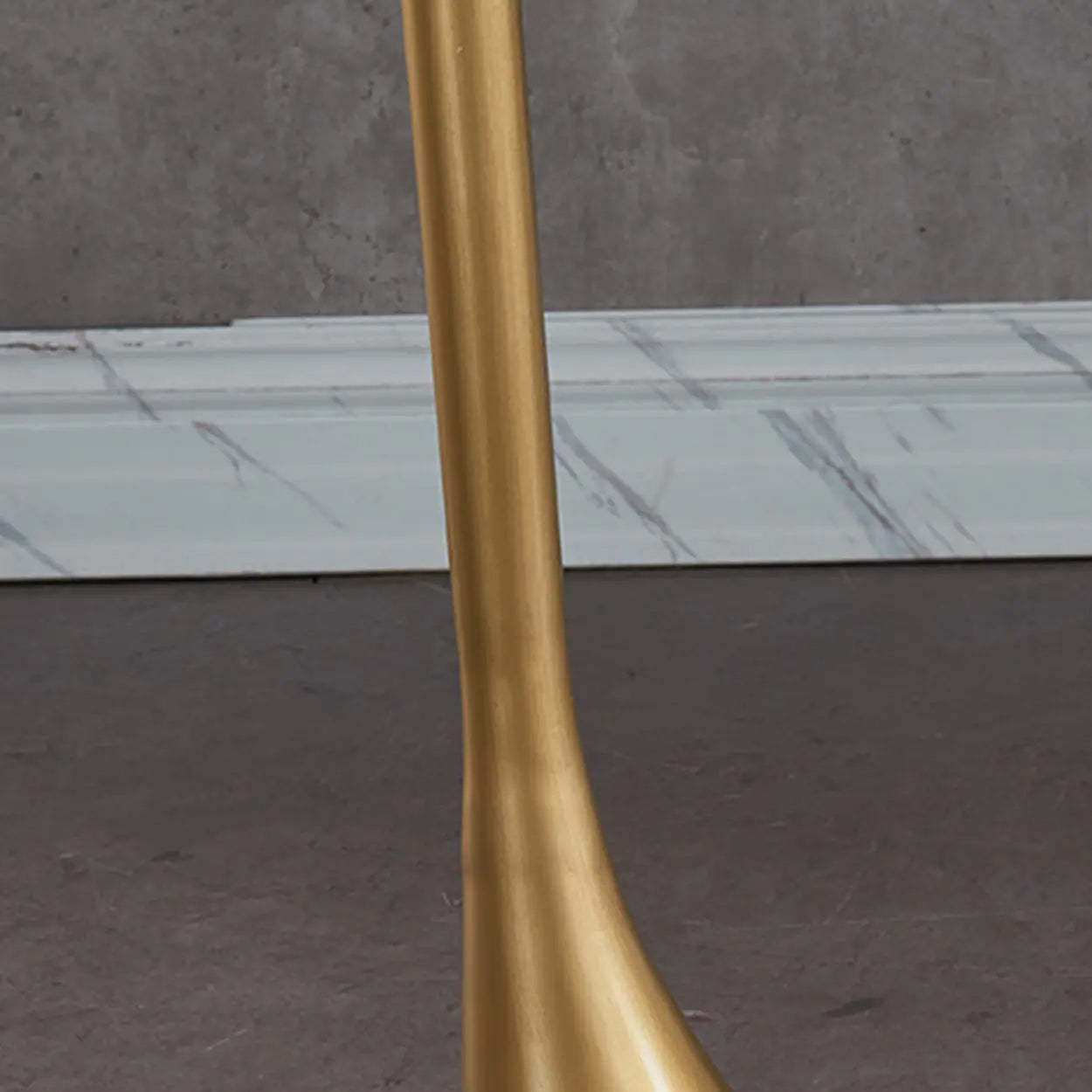 Contemporary Gold-Base Round Walnut Side Table