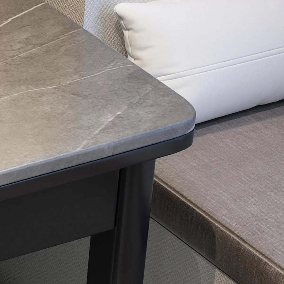 Contemporary Gray Stone Drawer H-Shape Computer Desk