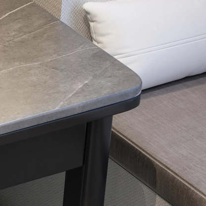 Contemporary Gray Stone Drawer H-Shape Computer Desk