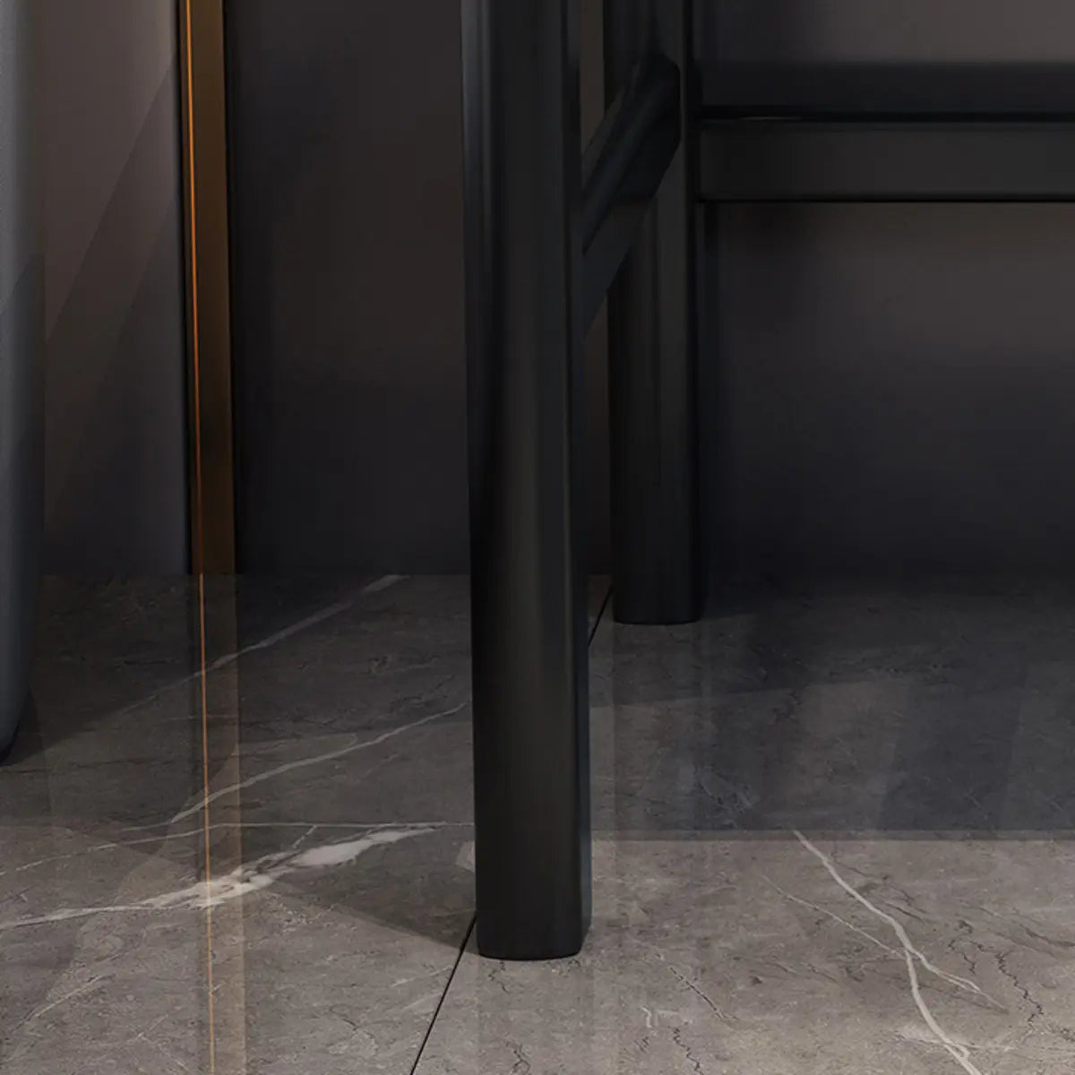 Contemporary Gray Stone Drawer H-Shape Computer Desk