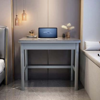 Contemporary Gray Stone Drawer H-Shape Computer Desk — Gray / Without Chairs
