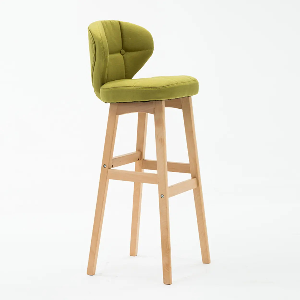 Green Upholstered Bucket Bar Stool with Backrest — Coffee / Natural