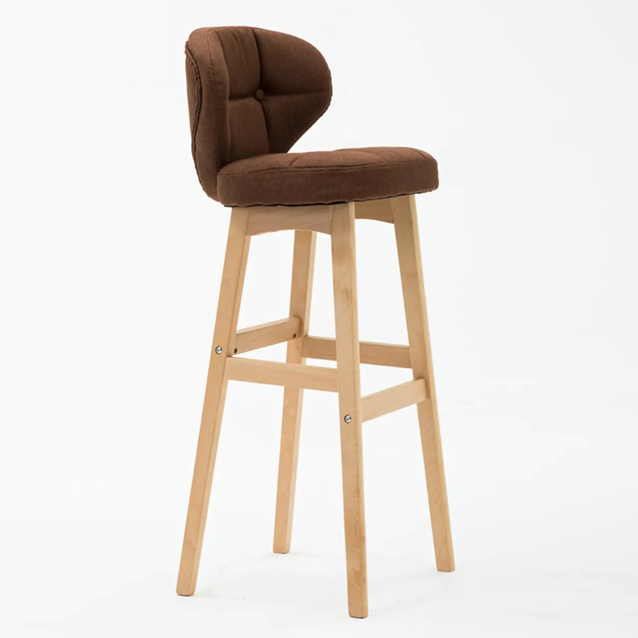 Green Upholstered Bucket Bar Stool with Backrest — Grey / Natural