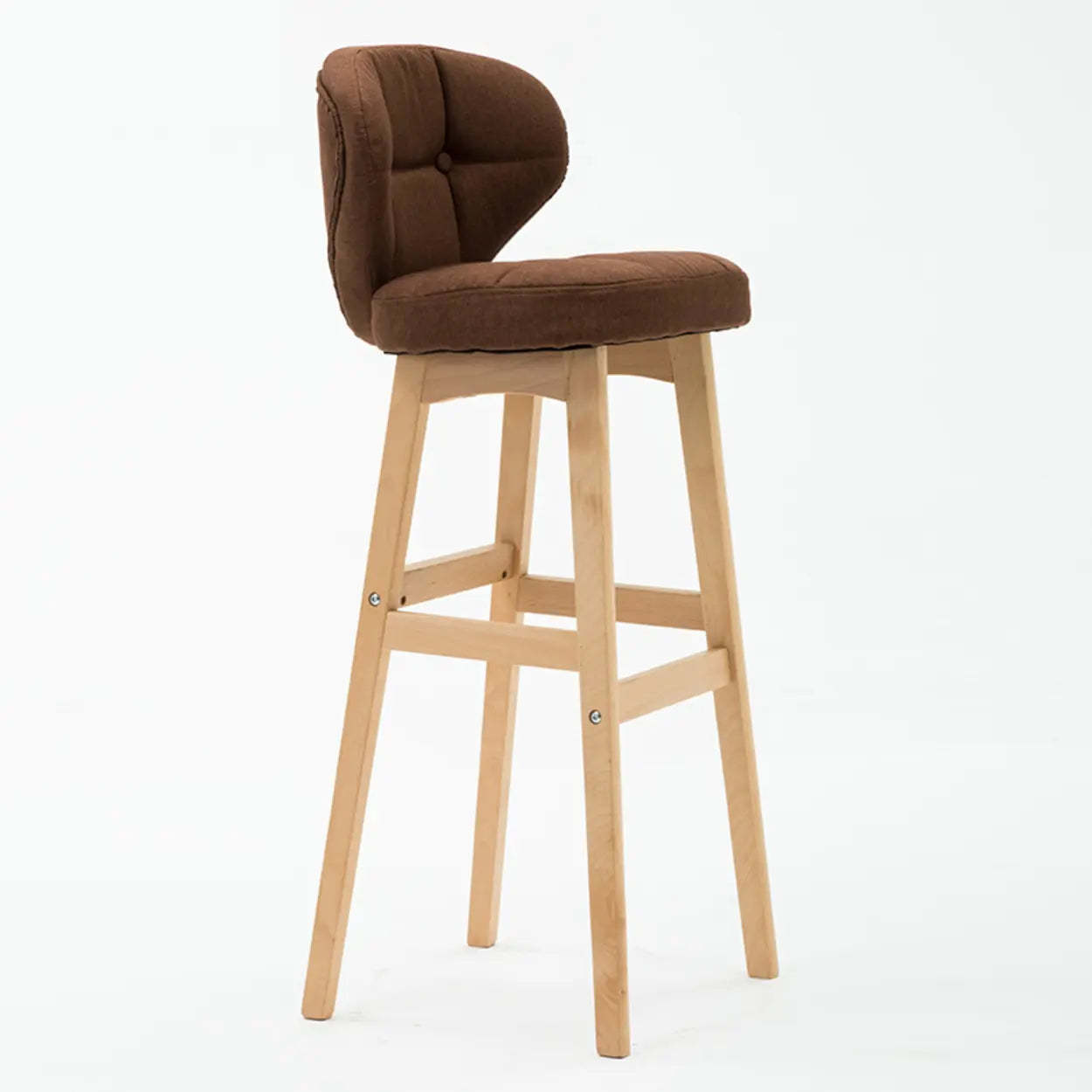 Modern upholstered bucket green bar & counter stools — 31" H x 17" W / Coffee / Natural