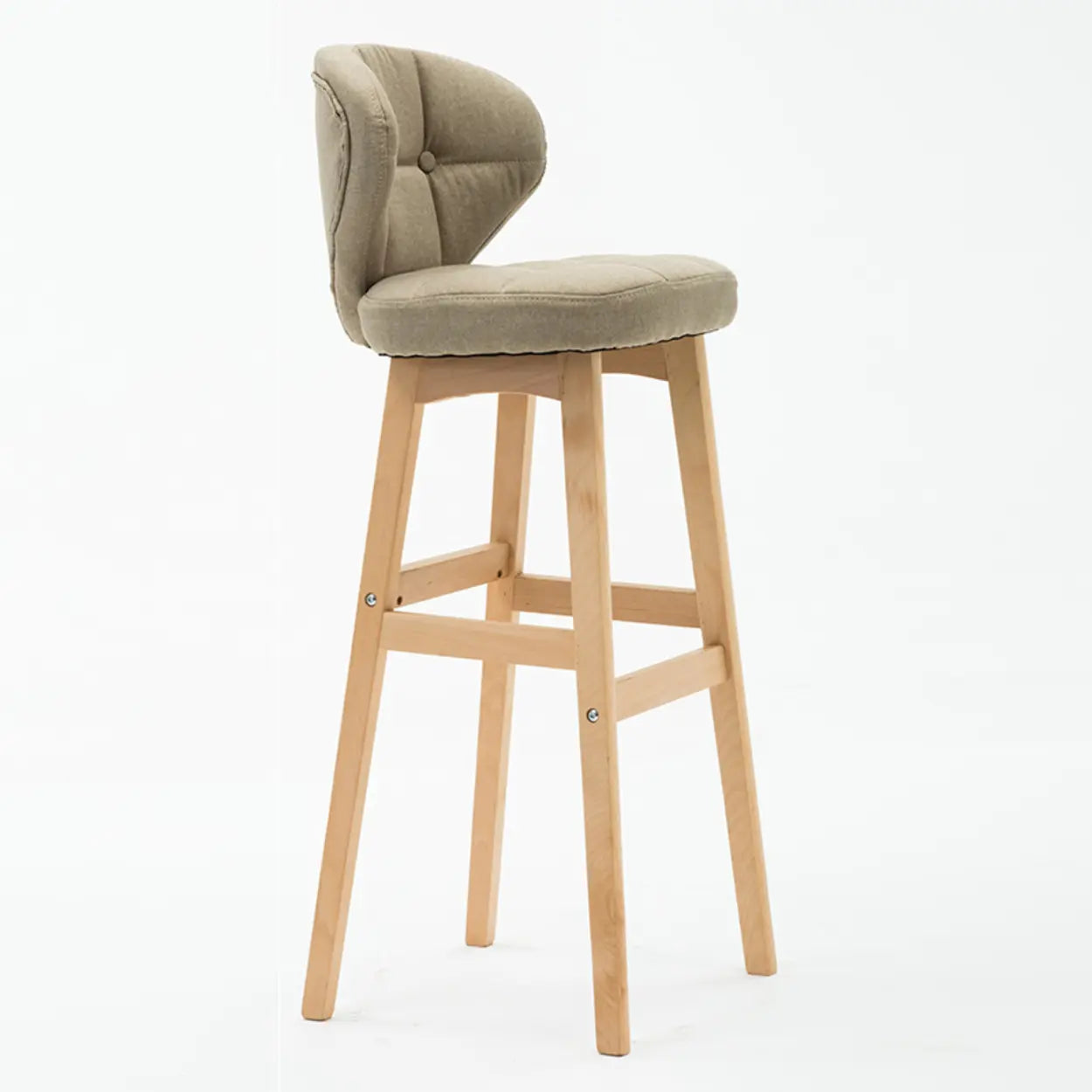 Green Upholstered Bucket Bar Stool with Backrest