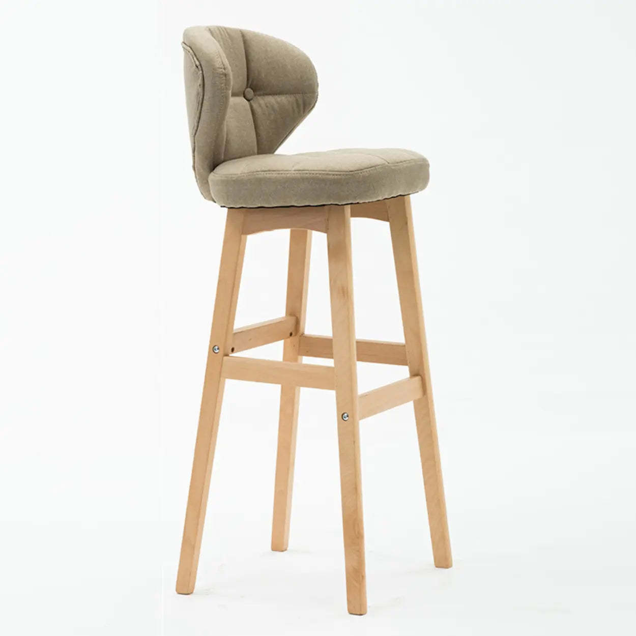 Green Upholstered Bucket Bar Stool with Backrest