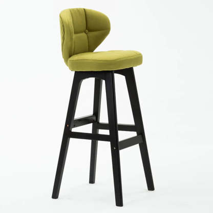 Green Upholstered Bucket Bar Stool with Backrest