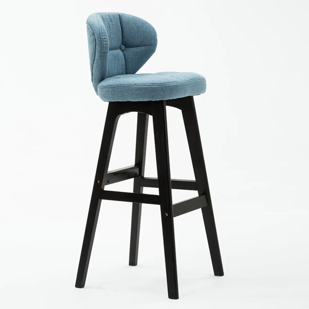 Green Upholstered Bucket Bar Stool with Backrest