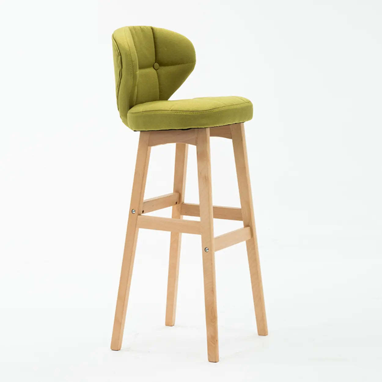 Green Upholstered Bucket Bar Stool with Backrest — Coffee / Natural