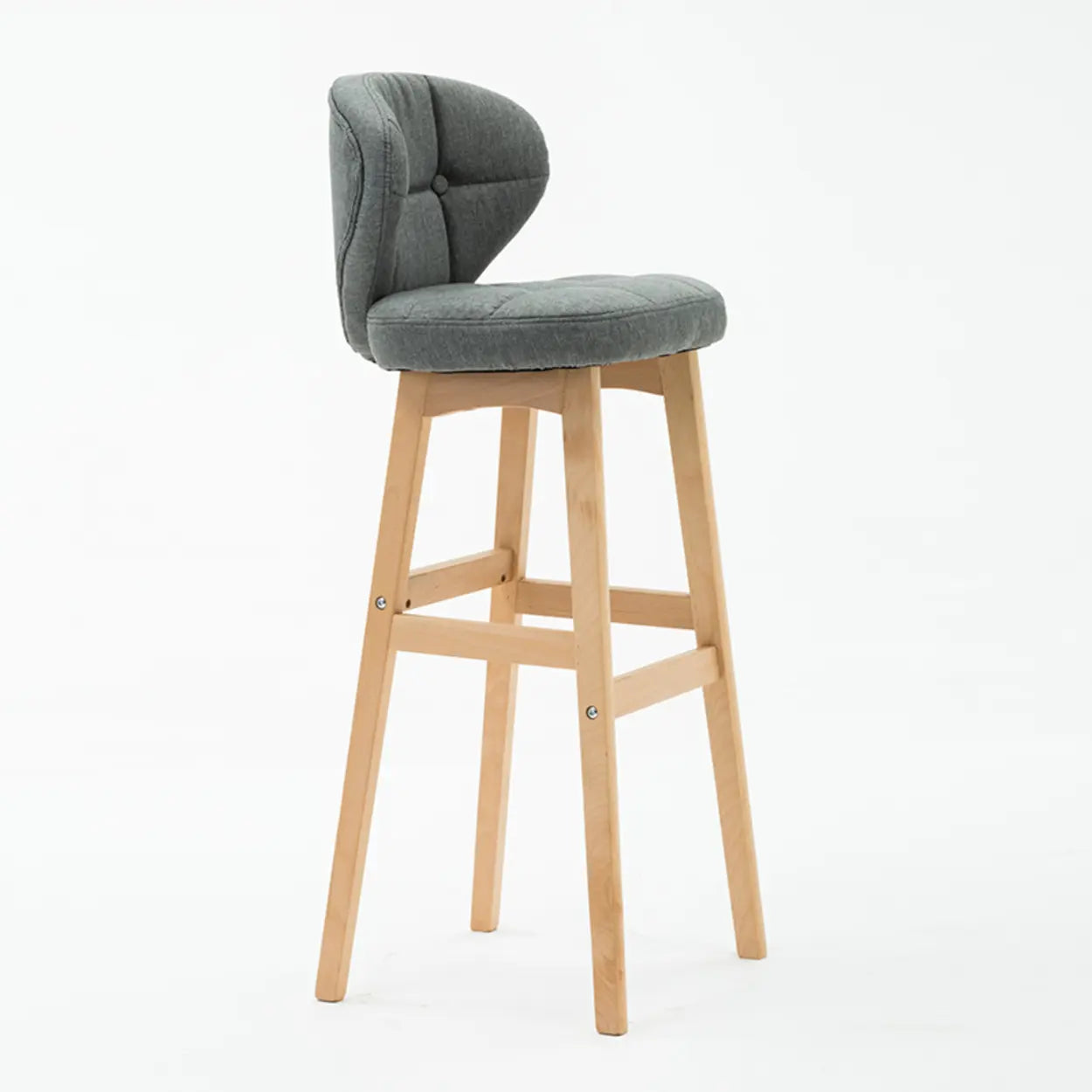 Green Upholstered Bucket Bar Stool with Backrest — Coffee / Natural