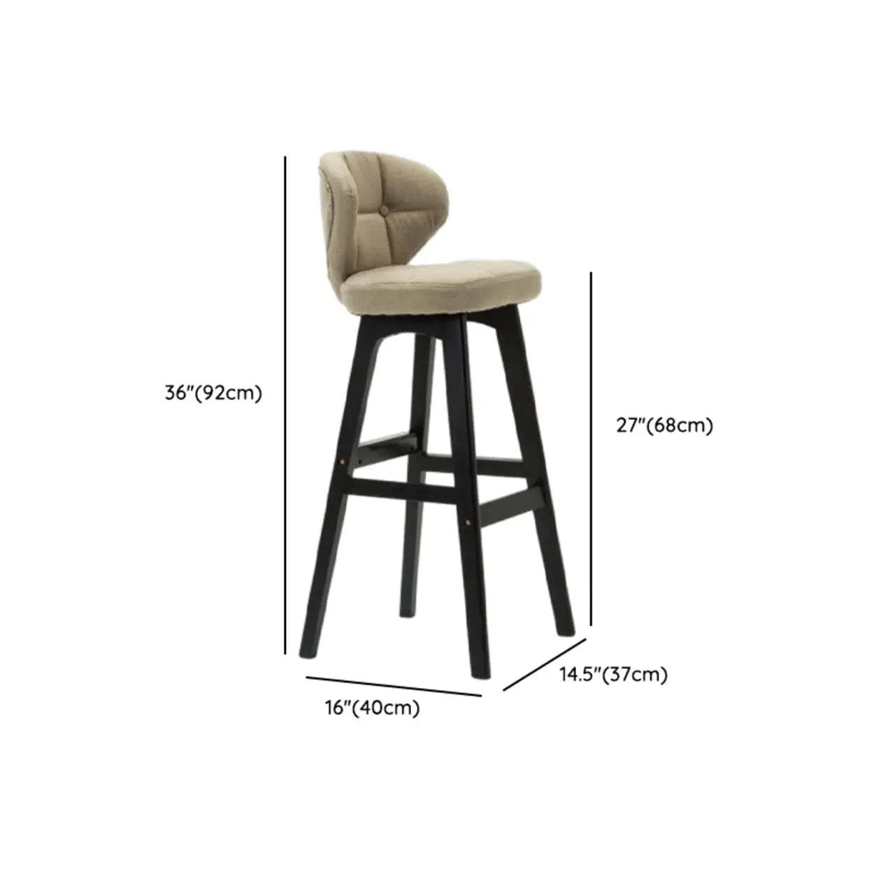 Green Upholstered Bucket Bar Stool with Backrest