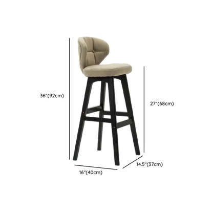Green Upholstered Bucket Bar Stool with Backrest