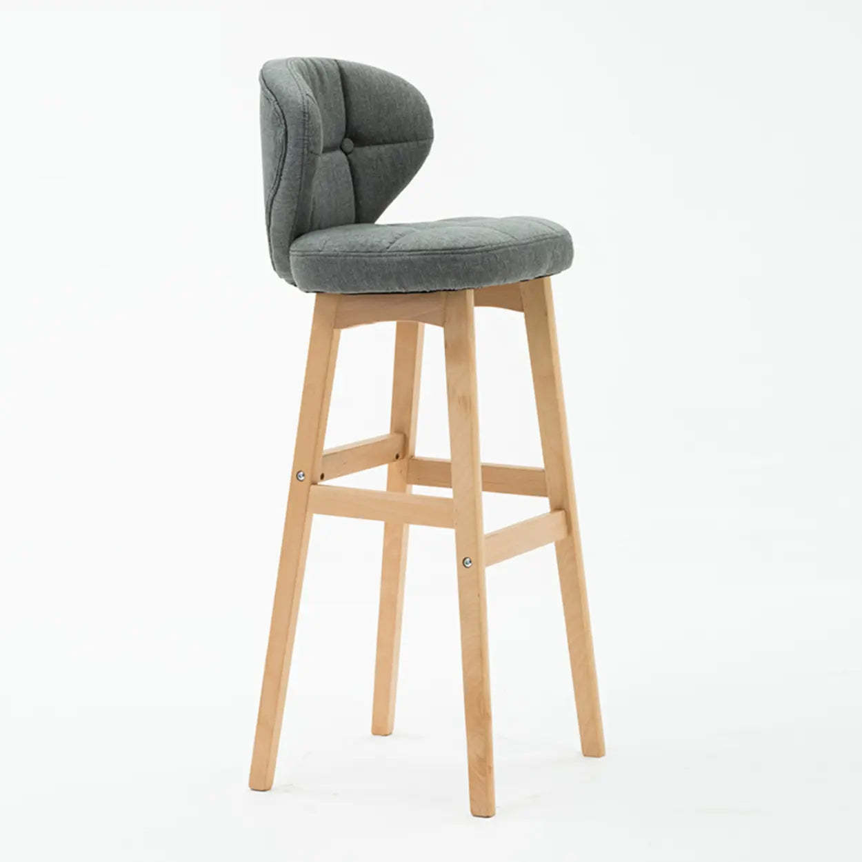 Green Upholstered Bucket Bar Stool with Backrest — Coffee / Natural