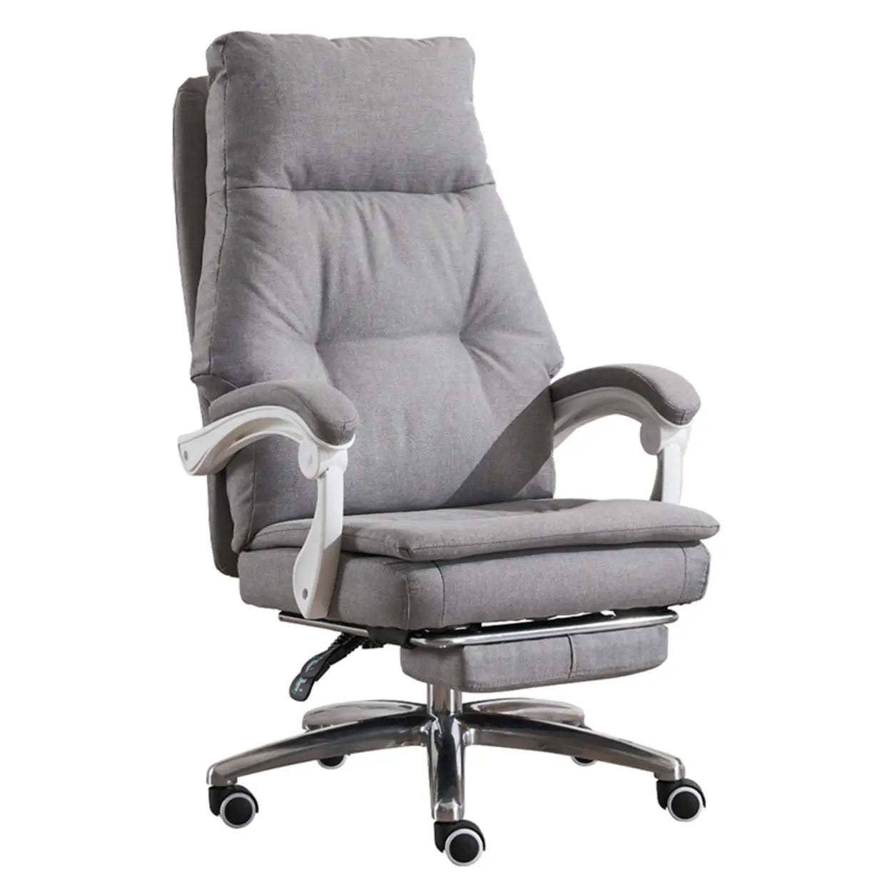 Contemporary High-Back Fabric Recline Office Chair — Blue / Metal / Without Footrest