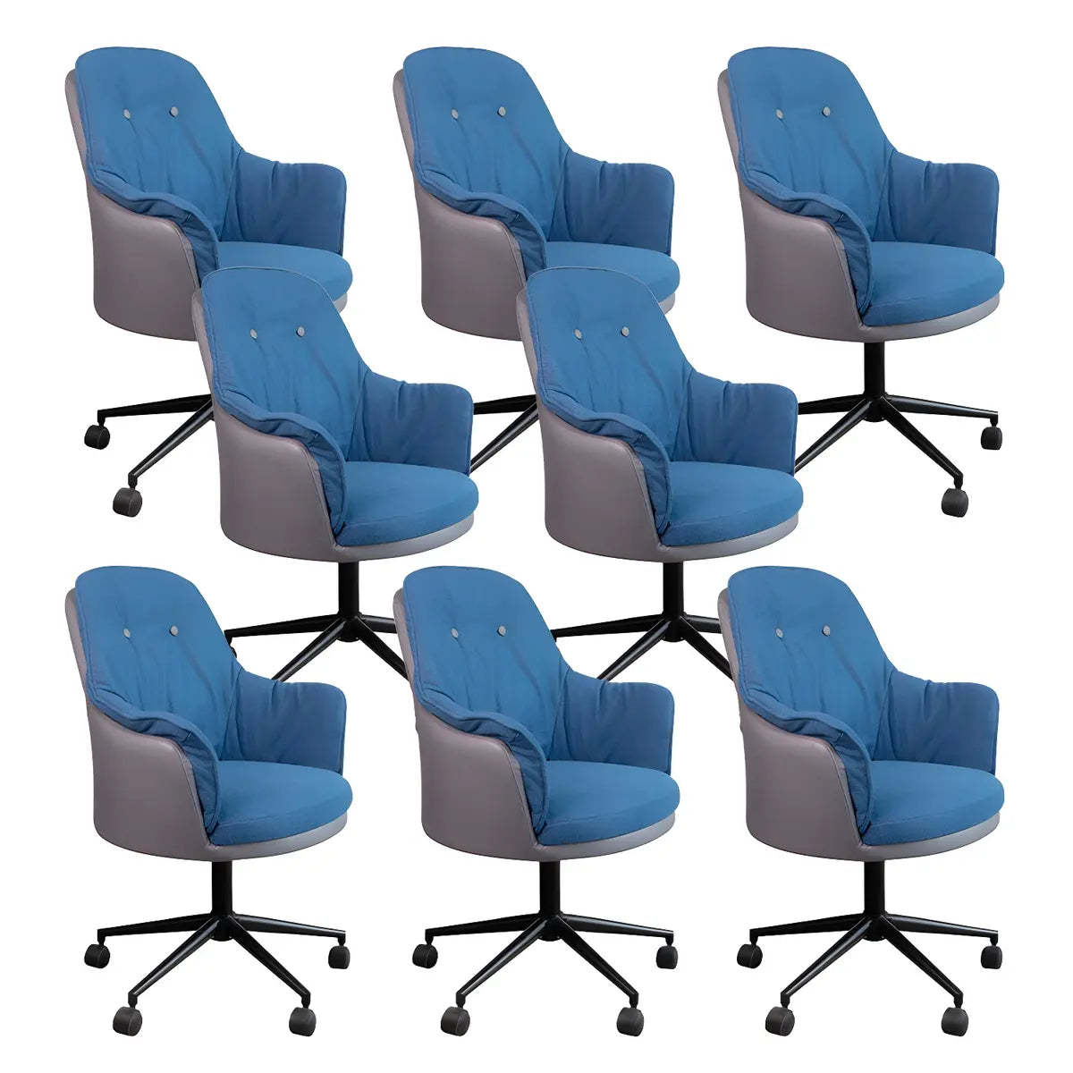 Contemporary Houndstooth Office Chair with Wheels — 1 Piece / Orange / Steel