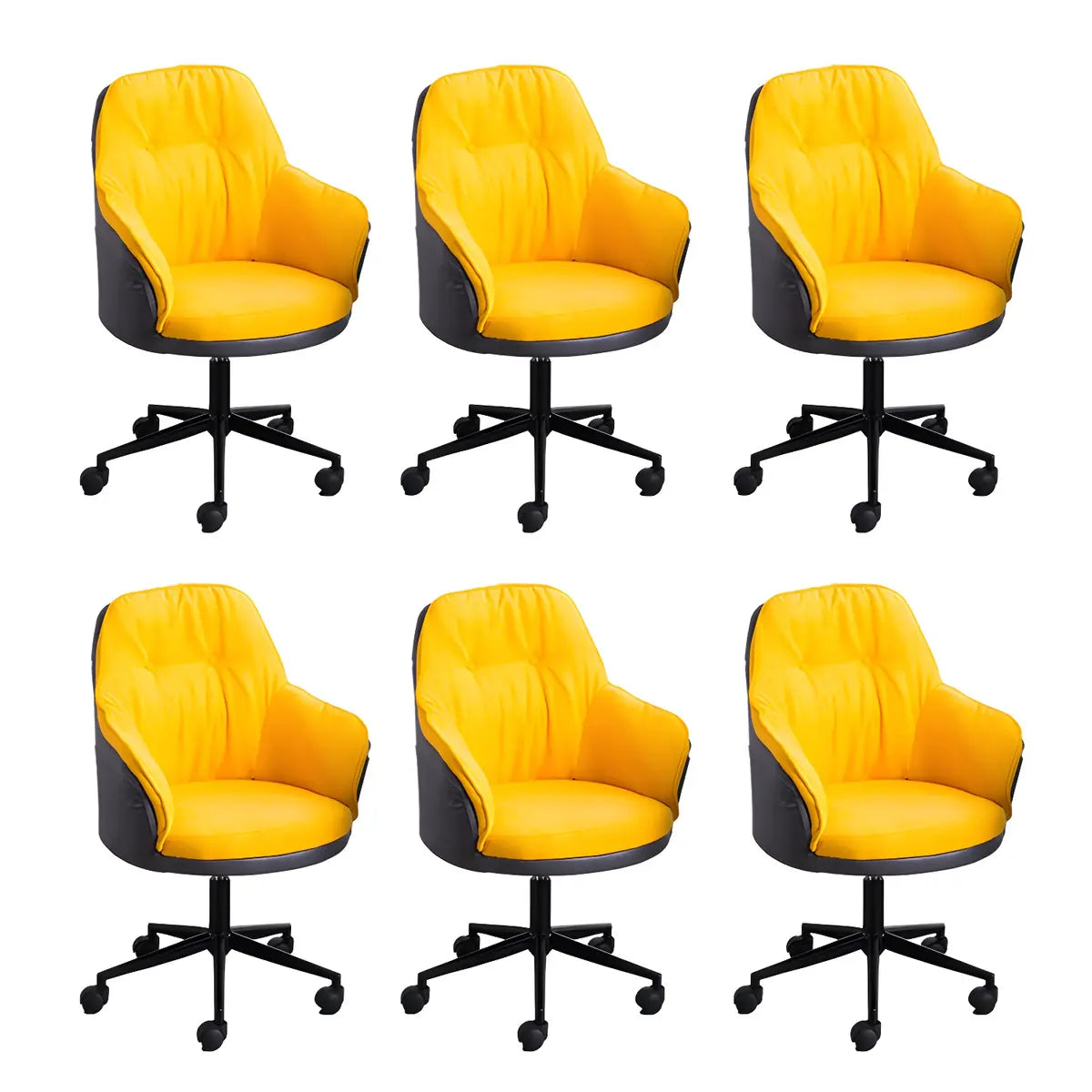 Contemporary Houndstooth Office Chair with Wheels — 2 Piece Set / Orange / Steel